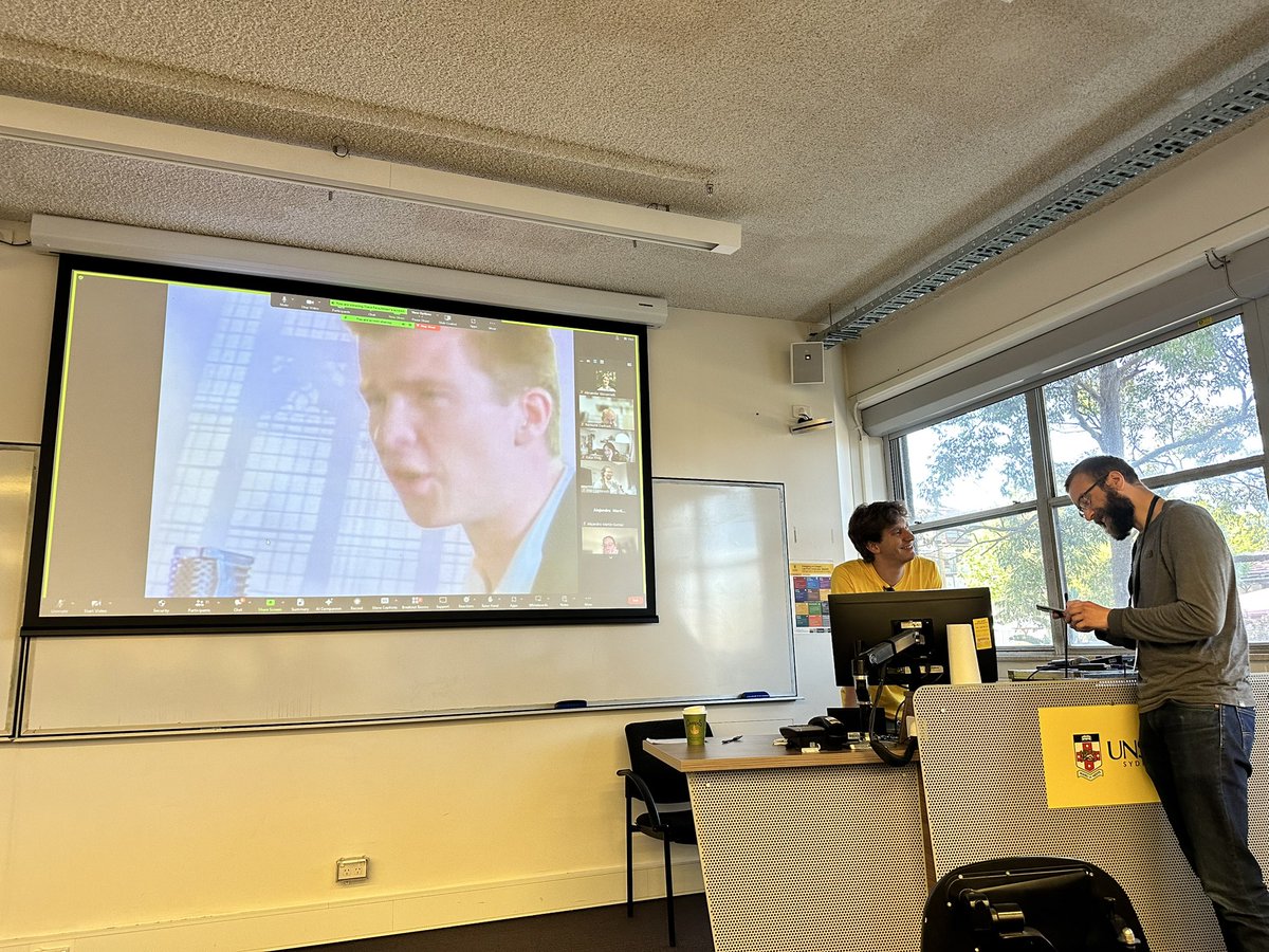 NElmqvist's tweet photo. The HybridUI 2023 workshop (https://t.co/QcxO8h43Cw) at #ISMAR 2023 is about to start (and we all just got rickrolled). Looking forward to a great workshop! https://t.co/dMQ4Ebm7yO