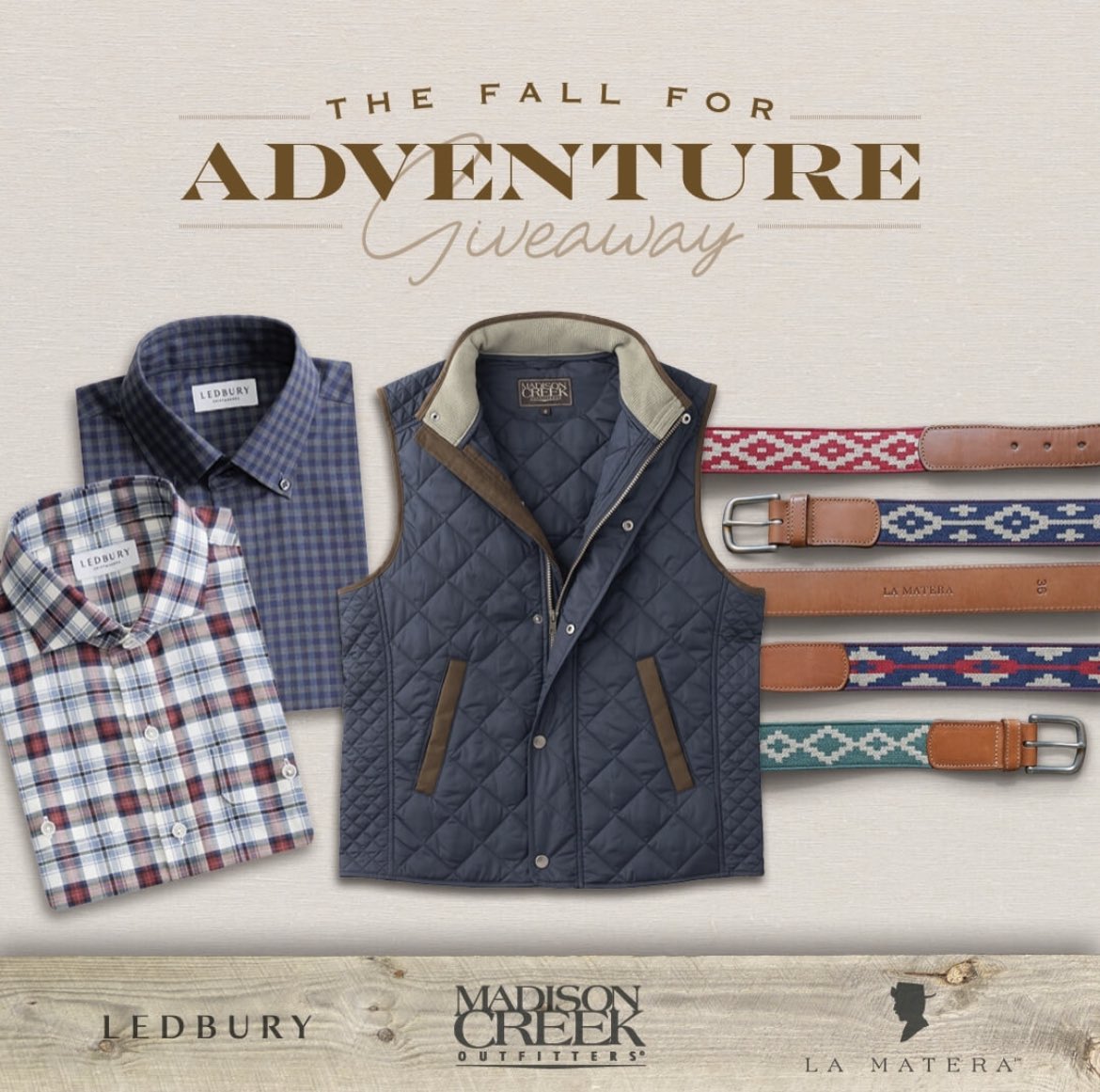 LaMateraShop's tweet photo. We're partnering with Madison Creek Outfitters and Ledbury Shirts for a giveaway valued at $3,000! 

Don't miss your chance to win, enter now https://t.co/I1Ibk4lU1G https://t.co/96qhZJCnhe