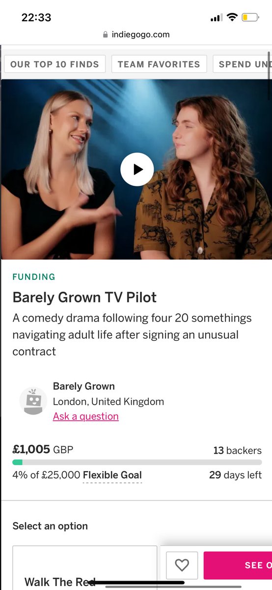 We are SO grateful. We can’t believe we’ve made over £1000 on the first day of the fundraiser 🥂🎬 Thank you to all who have contributed! #tvpilot #newtvseries #fundraiser #fundraising #tvseriespilot 💖

indiegogo.com/projects/barel…
