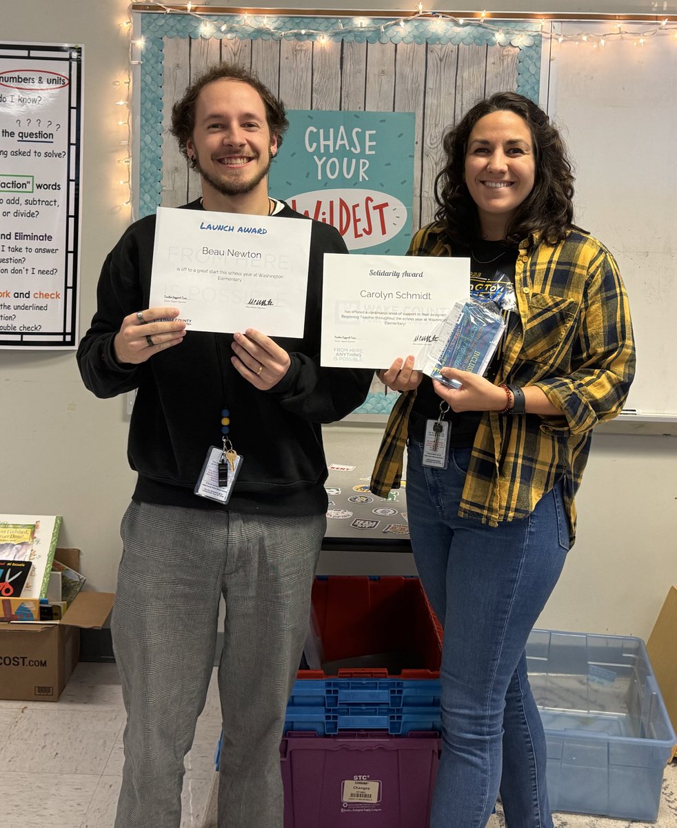 We celebrated these awesome educators today at our monthly BT meeting! Congrats to <a href="/MrsSchmidtSays/">Carolyn Schmidt</a> for being an awesome support to all our BT’s and Mr. Newton for having a great launch into the school year! <a href="/GTWizards1/">Washington GT Magnet</a> <a href="/WCPSSTSP/">Teacher Support</a>