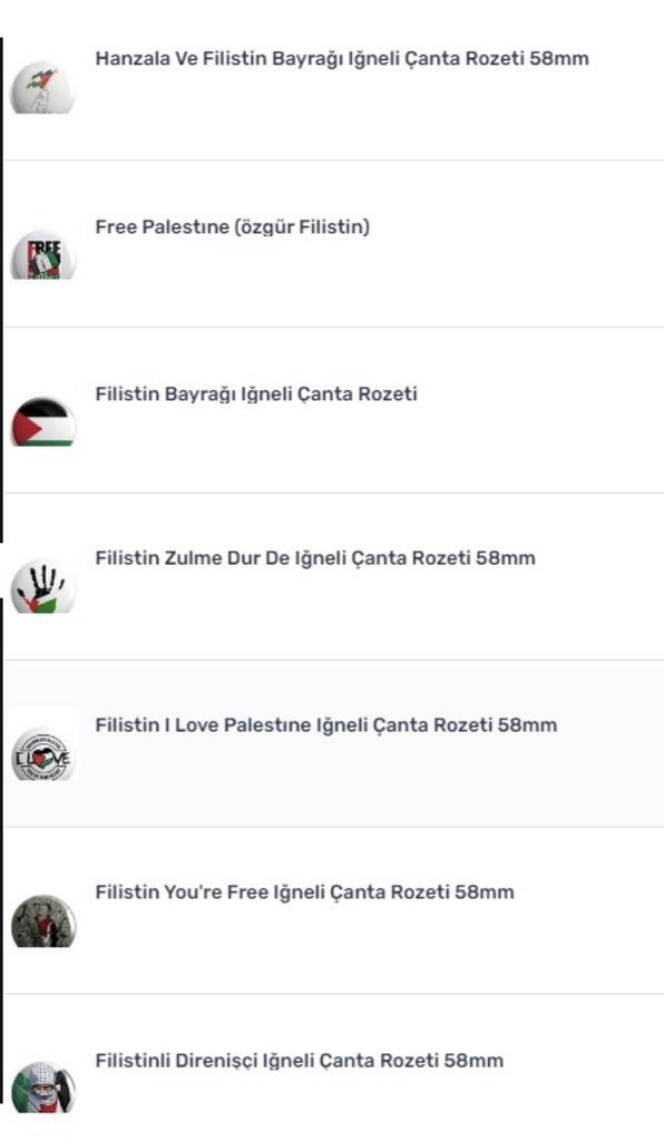 Yusaisback's tweet image. Trendyol bilinçli bir şekilde Filistin temalı bütün ürünleri kaldırmış ve satışı yasaklı ürün kategorisine almış.

Daha Trendyol’dan ne ürün alırım ne kullanırım…