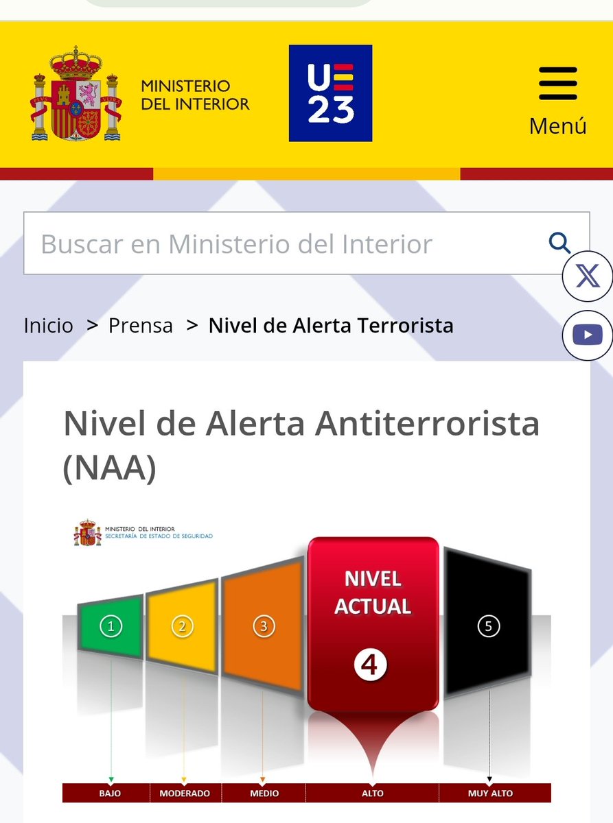 AlvaroMartin7's tweet photo. No, España no está en Alerta 5. 

En los temas de seguridad se ha vuelto recurrente los bulos y los medios tienen gran parte de culpa.

En un tema tan complejo como la seguridad debería primar la concienciación y no el imaginario colectivo. https://t.co/cuX6WGyNIj