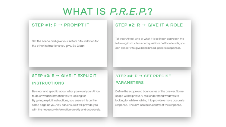 It’s Day 1️⃣9️⃣ of my learning journey with #100DaysofAI 📈

The assignment: use ChatGPT to create an AI marketing assistant

We’re revisiting the PREP framework, and I used some suggested prompts to get a comprehensive outline for planning a holiday season campaign. Not bad! ☃️