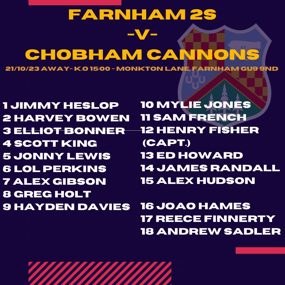 chobhamrugby's tweet photo. Chobham Senior Fixtures
Saturday 21st October 2023

#gomightychobham

Big thanks to our senior team SPONSORS https://t.co/X5kjHErn09
