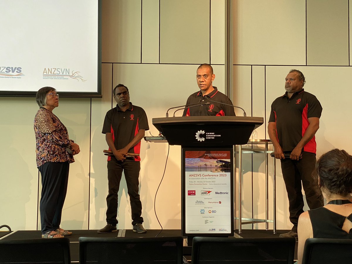 Dr @RoxanneWu3 opens the first scientific session at #ANZSVS23 in Cairns, Queensland on Diabetic Foot Disease, beginning with a Welcome to Country. #VascularSurgery