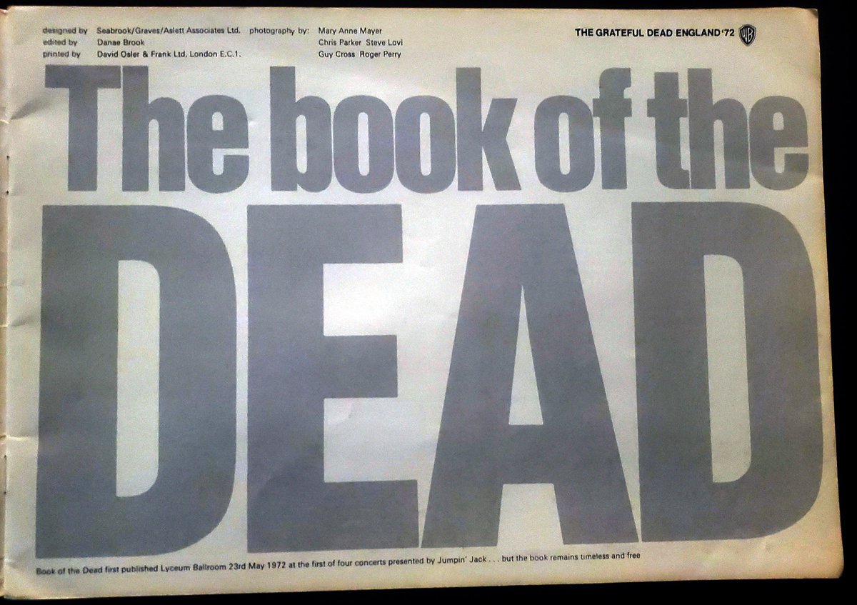 AllYearsCombine's tweet photo. The GRATEFUL DEAD - Rare Black "Book of the Dead" 1972 Tour Program. This 32-page booklet was given away free at the Lyceum (London, England) shows in May 1972 during the Europe '72 tour. #GratefulDead #tourprograms #alltheyearscombine https://t.co/jK6tRvx7iR