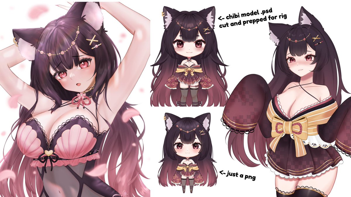 Arraveriii's tweet photo. After lots of thinking I decided to sell my previous model 🥹 Hope she finds a good home!

♡ Model is fully rigged
♡ 2 outfits
♡ 21 toggles (15 facial)
♡ 3 hairstyles (+ponytail+short hair)
♡ Many extras (more details in replies~)

Price $2500 (Paypal invoice)

#Vtubers https://t.co/gWEkhAparj
