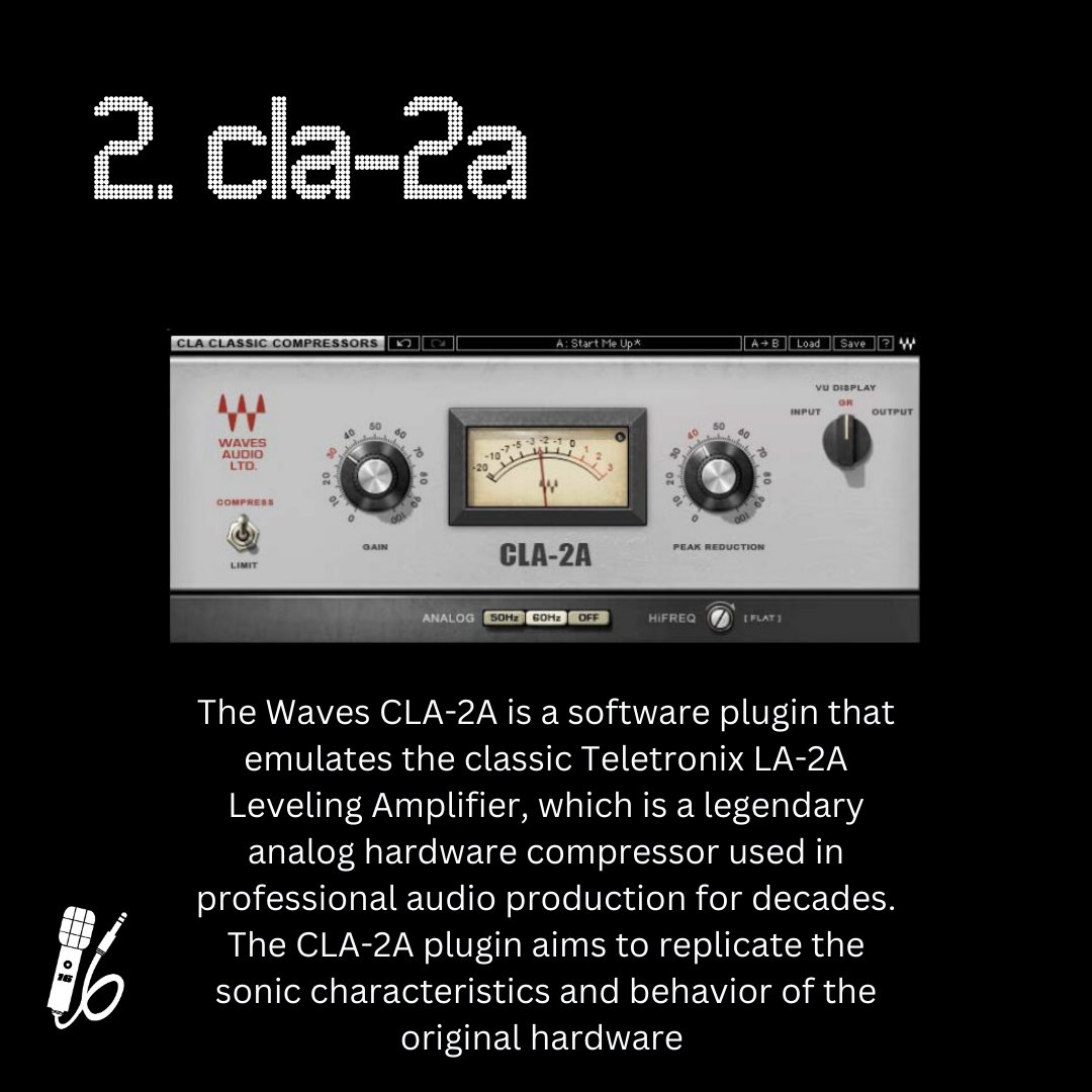 t16studios's tweet photo. CLA-2A is an emulation of the classic LA-2A compressor. This plugin has been used in many hit records and was perfected by the legendary @chrislordalge #protools #vocals #studio #studio #producer #logic #preamp #recording #SSL https://t.co/dIBJ4YANgC