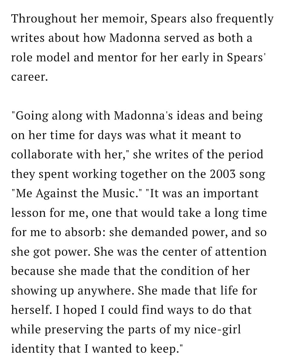 madonnatribe's tweet photo. "Throughout her memoir, Spears also frequently writes about how Madonna served as both a role model and mentor for her early in Spears' career." #ForInspiration
https://t.co/B8n9fiy5uj #TheWomanInMe https://t.co/sSZGJjEm79