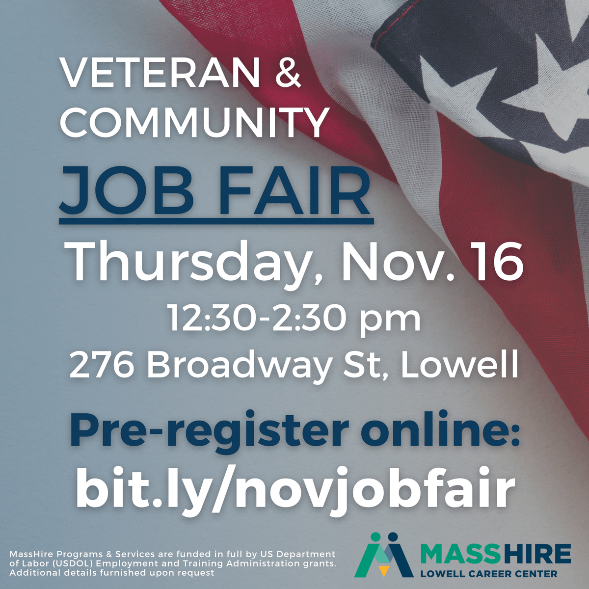 Join us at the Veteran and Community Job Fair.
Thursday, Nov. 16 from 12:30-2:30 p.m. 📅

📍276 Broadway Street
🌐 bit.ly/novjobfair

This is your chance to connect with local recruiters, explore exciting job opportunities, and take the next step in your career journey.🌟