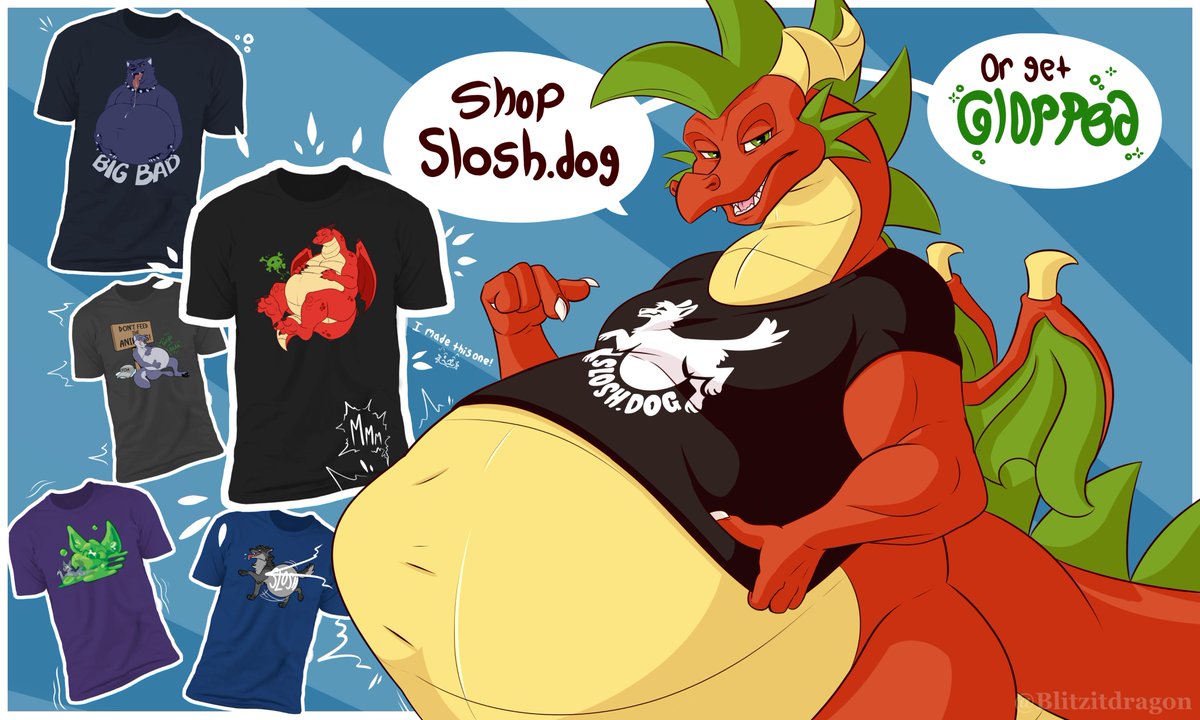 Blitzit (@blitzitdragon) on Twitter photo Wanna get some vore themed merch to show off your weird side? Snag yourself a shirt over at <a href="/SloshDog/">SLOSH.DOG💦</a>
Available now! Wanna get some vore themed merch to show off your weird side? Snag yourself a shirt over at <a href="/SloshDog/">SLOSH.DOG💦</a>
Available now!