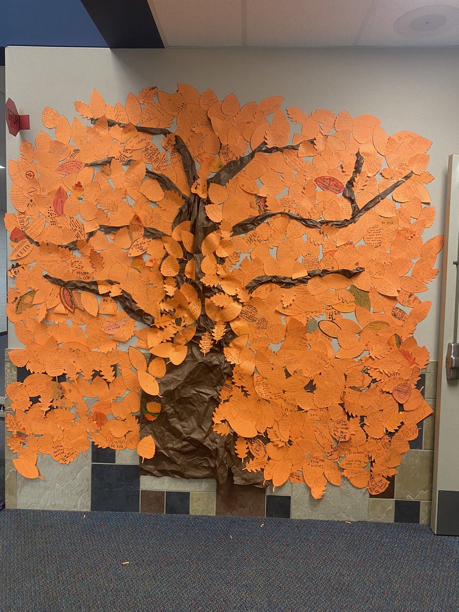 H_Weinheimer's tweet photo. #UnityDay2023 Students created a leaf regarding bully prevention. The Unity Tree is a powerful symbol reminding everyone that bullying can be prevented when we all come together–united for kindness, acceptance and inclusion. @ShaferTweets
#KatyCommUNITY 🧡 #BullyPreventionMonth https://t.co/IZPMilONhQ