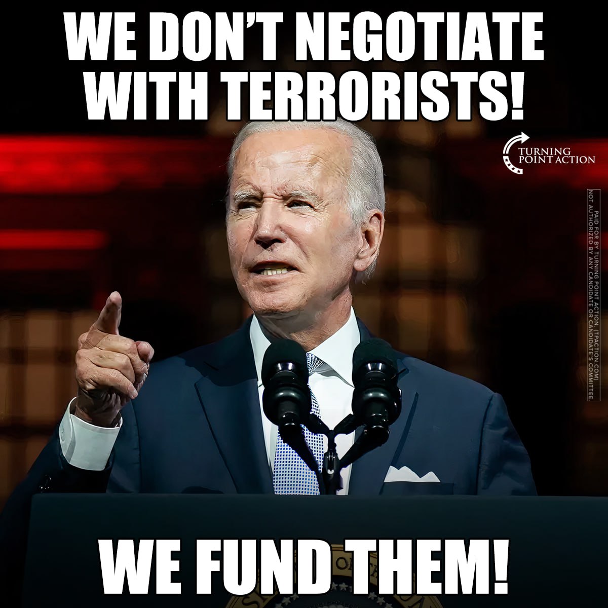 TPAction's tweet photo. Looks about right...

✅ Weapons &amp; equipment given to the Taliban
✅ Unlocking $16 billion for Iran

This is what America Last looks like! https://t.co/tJdTpCmPLu