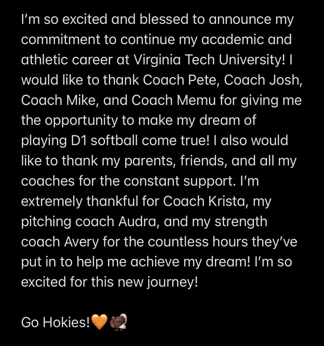 This is Home🧡🦃
#committed 
<a href="/VTechSBcoach/">Pete</a> <a href="/jjpower19/">Joshua Johnson, PhD</a> <a href="/michaellew10/">Mike Lewis</a> <a href="/HuemulMata/">Huemul Mata</a> @ExtremeNat18USB <a href="/AcceleratedFas1/">Accelerated Fastpitch Academy</a> <a href="/ogxsoftball/">OGX</a> <a href="/RHSHornetsAthl/">RossvilleAthletics</a> <a href="/Hokiechip/">Chip Grubb</a>
