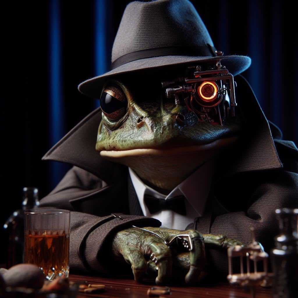 drifters_esc's tweet photo. Perhaps I spoke too openly about the nibbler. Just as I mentioned it, a Robotoad appeared out of nowhere claiming to know it’s mysteries. Suspicious. Who are these Robotoads? Some frogs revere them. Others worship them. Me? I don’t trust ‘em.
#Frogland #LSD #LandSynthesisDevice https://t.co/meKEJKIDOg