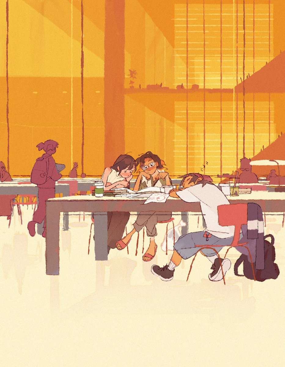 cronchybaguette's tweet image. library studies!