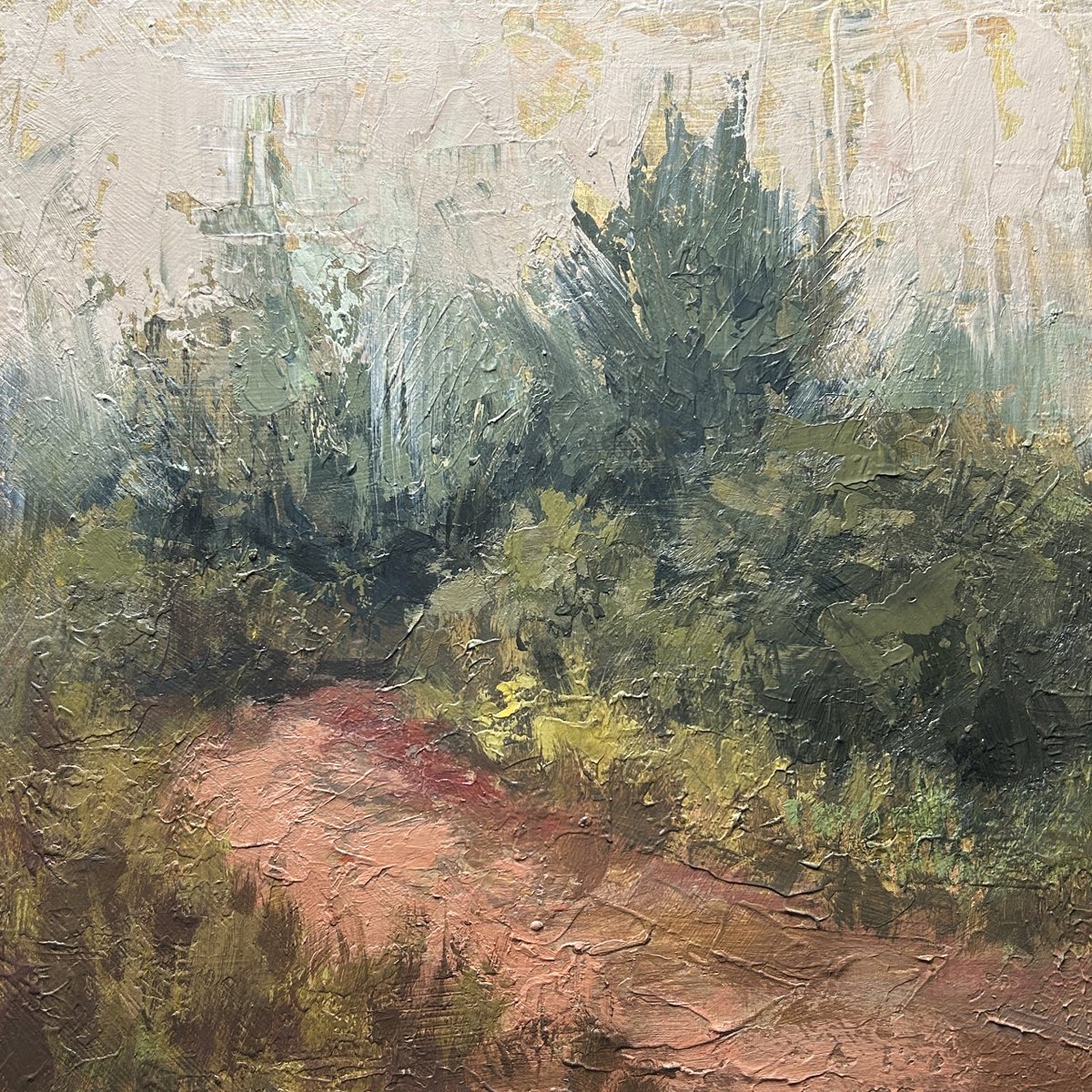 I've been increasingly interested in exploring texture in my painting. Here is a bit of experimentation, highly textured and grungy. There is something to this, I just need to learn to harness it and reign it in a little bit.

#acrylicpainting #landscapepainting #painting #nature