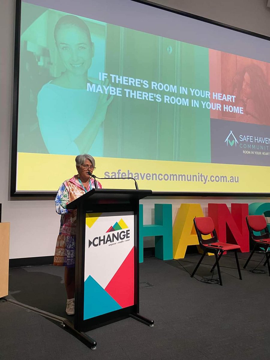 Jaeneen Cunningham <a href="/CEOSafeHaven/">Jaeneen Cunningham</a> speaking yesterday at Change 2023 at <a href="/Griffith_Uni/">Griffith University</a> Southbank about Safe Haven's role in #DomesticAbuse prevention.