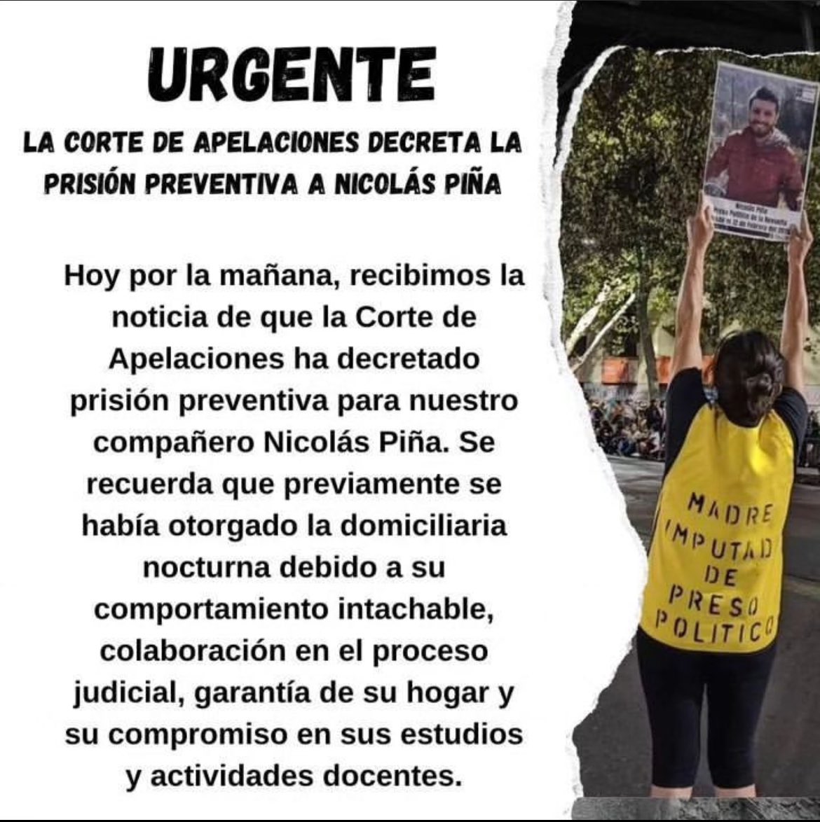 Rebelde_1312's tweet photo. El Nico es entero inocente... #LibertadParaNicolasPiña #NicolasPiñaALaKalle #AbsoluciónNicoPiña #EnChileHayPresosPoliticos #ChileViolaLosDDHH #BoricDictador #LibertadALxsPresxsPoliticxs https://t.co/nj23Edc8aL