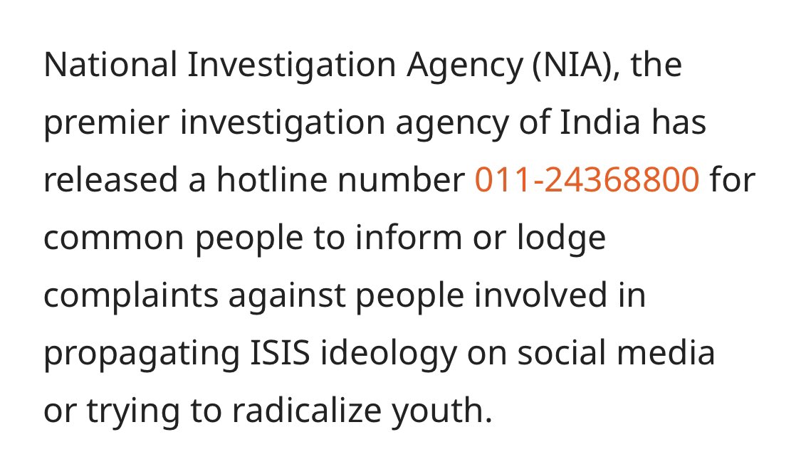 ShefVaidya's tweet photo. Save this number on your phone. Who knows, it can help avert a #HamasTerrorAttacks style operation in India! Keep NIA on your speed dial. Report any suspicious activity. https://t.co/765uVioJ9E