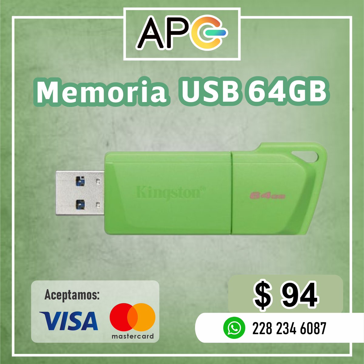 DULCEPAPEL's tweet photo. Memoria USB Kingston de 64GB color Verde Neon

📞Más información https://t.co/mrf1wsDRRj

🛵Entregas en Xalapa, Coatepec y Banderilla, cotiza tu envío

#Kingston #MemoriaUSB #Oferta  #Xalapa #Coatepec #Banderilla #Veracruz https://t.co/mh6FUHiJIr