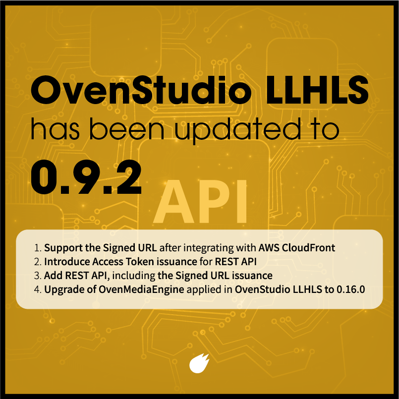 OvenMediaEngine's tweet photo. #OvenStudio_LLHLS has been updated to version 0.9.2, and you can now use the REST API. Additionally, various minor issues have been fixed, making it even more stable.

#AirenSoft #StreaminngServer #LowLatencyStreaming #LowLatencyStreamingServer #LLHLS https://t.co/QkvAjwNi5E