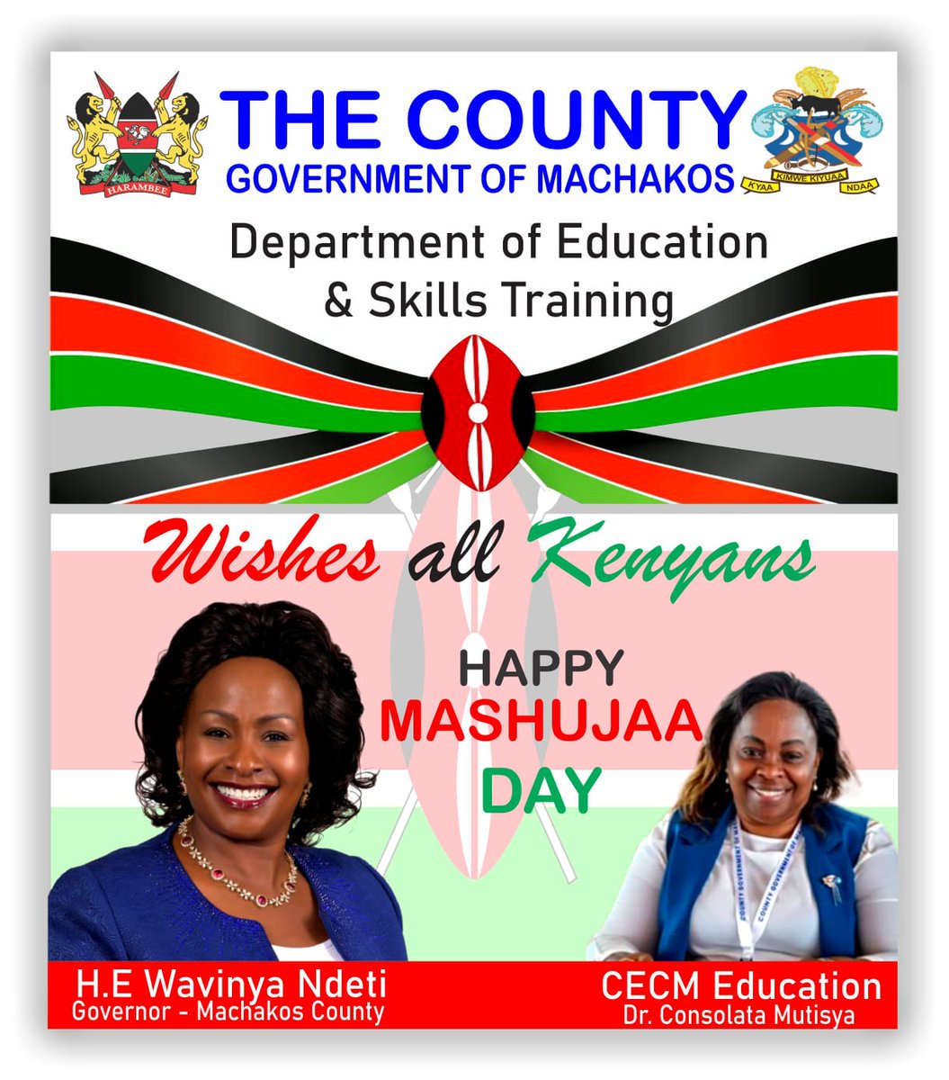 Educ_Machakos's tweet photo. Let us make the most of Mashujaa Day by coming together and expressing our gratitude towards all those who brought us freedom https://t.co/WasU6Qy2Jz