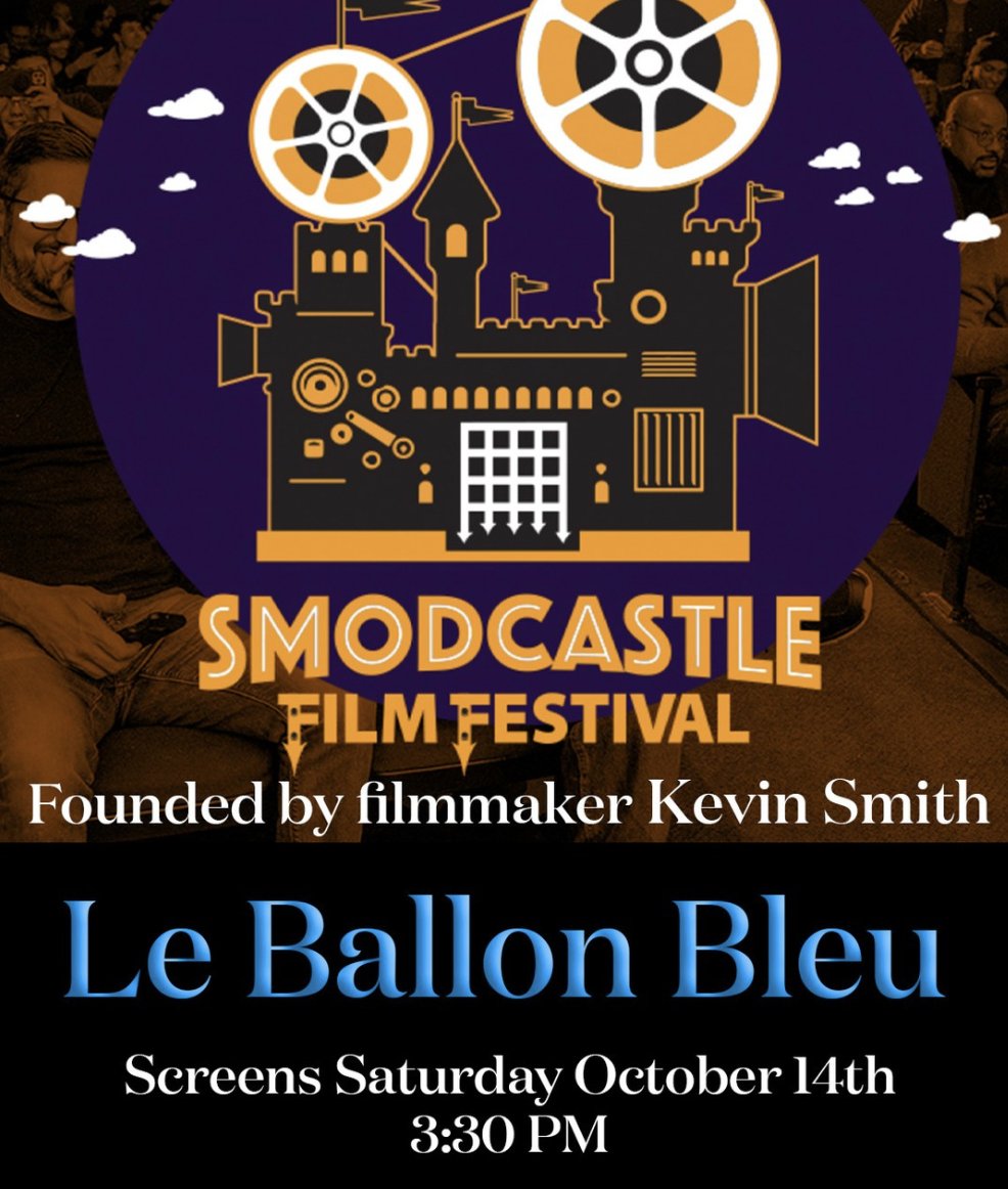 WanderGriffin's tweet photo. My film Le Ballon Bleu is going to New Jersey!! But, not just New Jersey - we have been invited to participate in filmmaker Kevin Smith’s second annual SModCastle Film Festival held at his theater in New Jersey. See you there! https://t.co/j53D8Ir84l