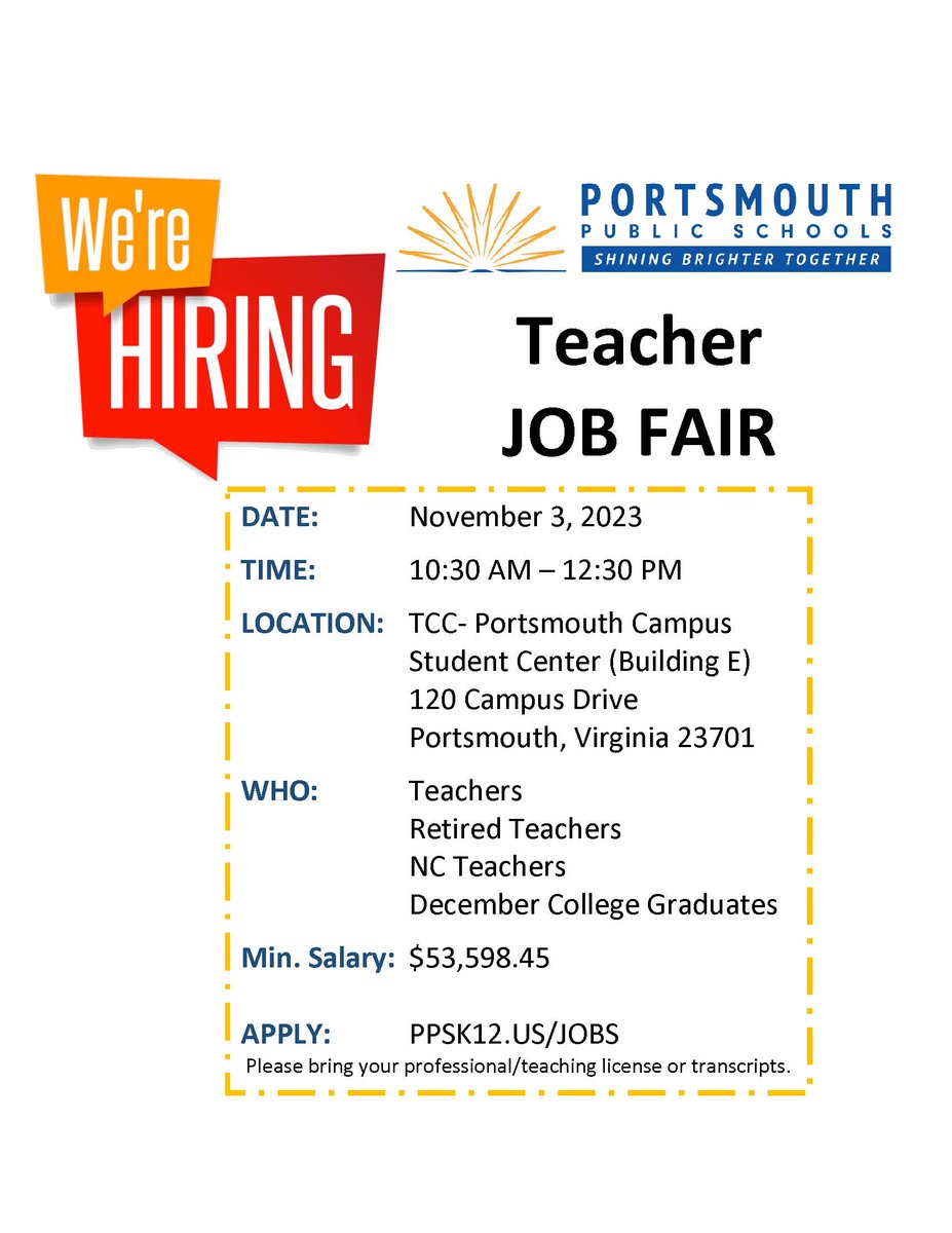 COME TEACH IN PORTSMOUTH!