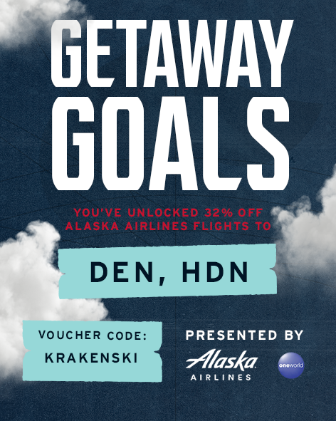 SeattleKraken's tweet photo. 🗣️ ATTN #SeaKraken fans!

5️⃣ Kraken goals at The Deep means you get 32% off @AlaskaAir flights to Denver &amp; Hayden, Colorado, courtesy of Alaska Airlines Getaway Goals.

Use the code  'KRAKENSKI' to secure your flights before 11:59pm tomorrow. Redeem → https://t.co/i4ivLboWjS https://t.co/KwVWYwbj6E