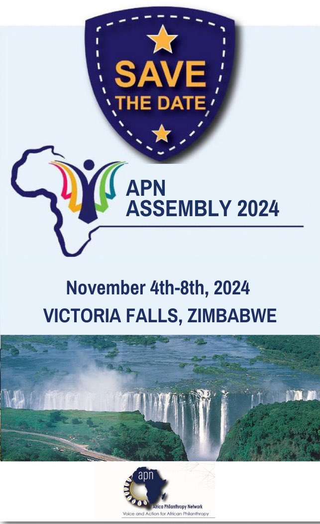 InfoAPN's tweet photo. 🗓️ Save the date for APN Assembly 2024! ✨
📍Join us in Victoria Falls, Zimbabwe from Nov 4-8, 2024 to celebrate 15 years of elevating African Philanthropy.
🙌 Don't miss this transformative event. Stay tuned for updates!
#APNAssembly2024 #Celebrating15Years #GivingandPower https://t.co/RycwYiReNB