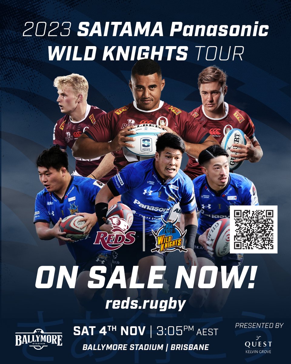 🏉 The Saitama Wild Knights are coming to Brisbane!

Come see the Queensland Reds take on the Wild Knights in a battle against sister states at Ballymore on November 4!

#WhatsonBrisbane #Rugby
axs.com/au/events/5042…