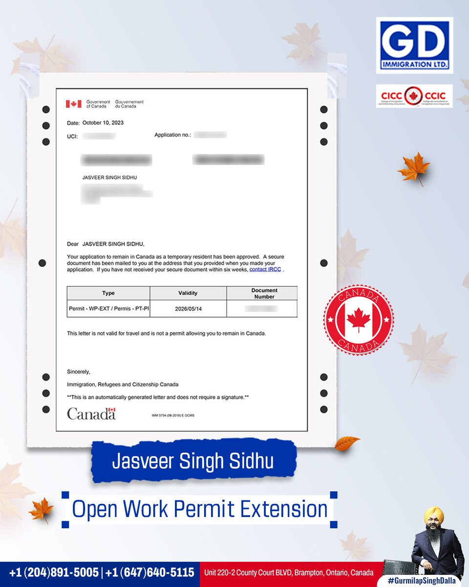 gurmilap27's tweet photo. 🎉 Big congratulations to Jasveer Singh Sidhu for extending his Open Work Permit with GD Immigration Services! Wishing him continued success in Canada! 🍁 

#GDImmigration #Canada #CanadaVisa #CanadaOpenWorkVisa #OpenWorkVisa #OpenWorkVisaExtensionApproval https://t.co/8bVcrCby1A