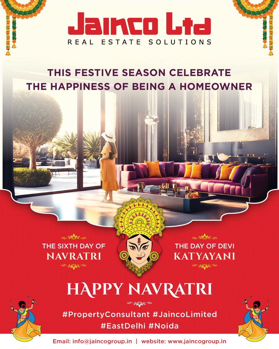 JaincoLimited's tweet photo. May the fierce energy of Maa Katyayani guide you to boundless joy and fulfillment this Navratri
#HappyNavratri #Navratri2023 #Festival #ShubhNavratri #NavartraFestival2023 #festivewishes #NavratriSpecial #Investment #RealEstateSolution #residential #commercial #retailshops https://t.co/s0MzSPjD3n