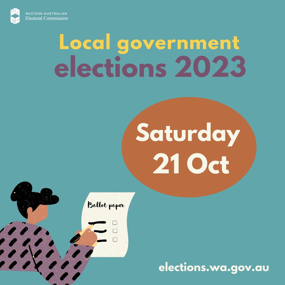 WAEC (@waelections) on Twitter photo Local government elections in Western Australia are on today.
Voting closes at 6pm.
Results will be made available on the WA Electoral Commission website: tinyurl.com/5n7xbjau Local government elections in Western Australia are on today.
Voting closes at 6pm.
Results will be made available on the WA Electoral Commission website: tinyurl.com/5n7xbjau