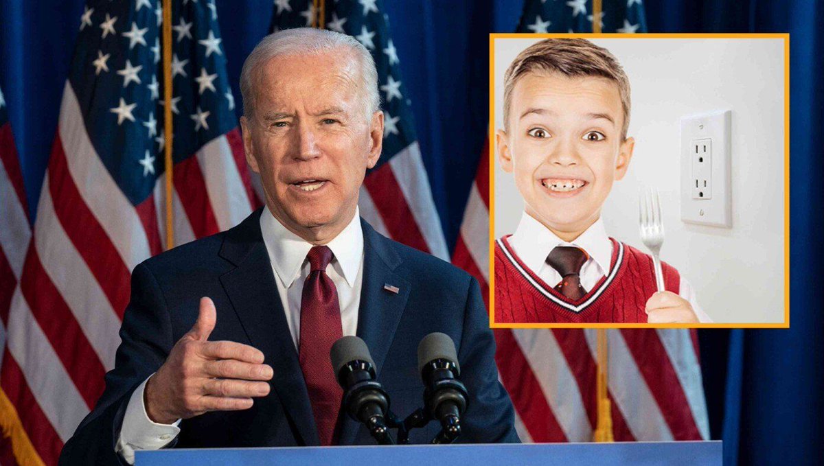 TheBabylonBee's tweet photo. Biden: 'Parents Should Be Supportive Of An 8-Year-Old's Choice To Stick A Fork In An Electrical Outlet' 
https://t.co/CnE4k0XicN https://t.co/xc5yasnNBU