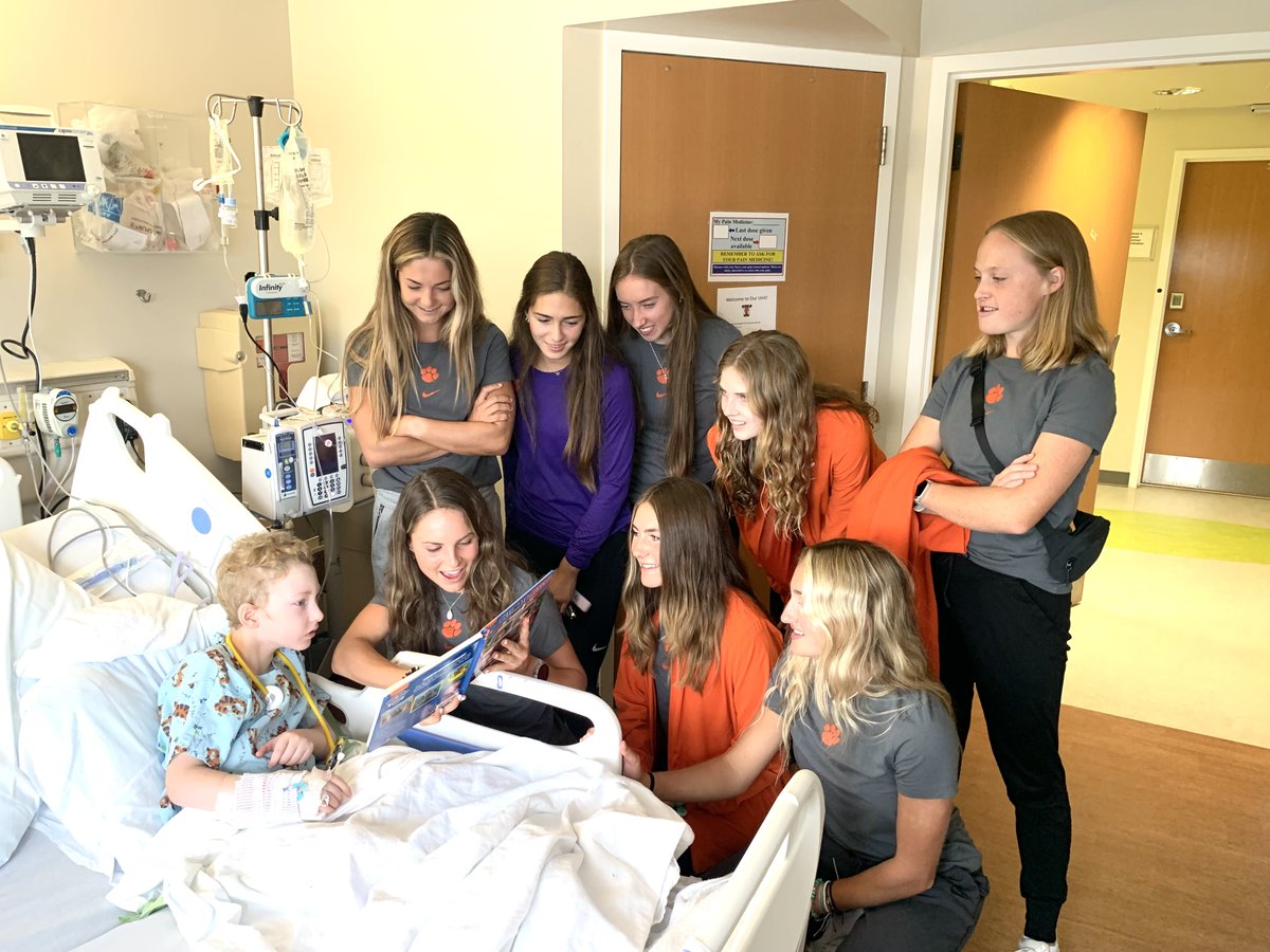 We always have lots of pictures from the visits but focusing on maybe my most wonderful visit in 20 years- this young man meeting the @ClemsonTigers @ClemsonTrackXC team at @theprismahealth Children's Hospital. What a connection they made and joy they brought! Really was amazing!