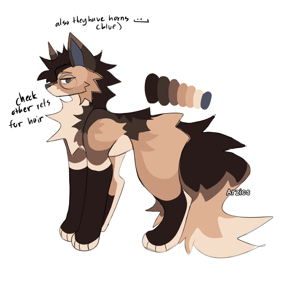 Arzics_'s tweet photo. @Hon3yPumpkin i got Arz !! can be feral or anthro idc lolzies
idk if theres a word for it but like tired eyes (or like heavy eyelids , half lidded ?) 
and a smile / grin

also im attaching two images cus their hair is really fluffy so dont mind the ref there https://t.co/sasny7emTe