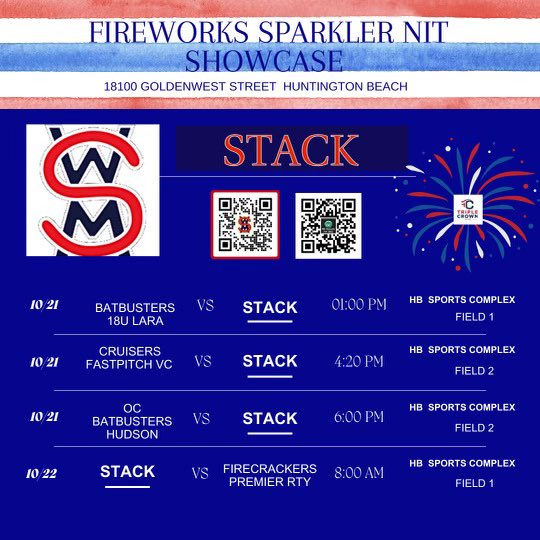 Stack 18U Fanucchi - This weekend’s schedule in Huntington Beach!