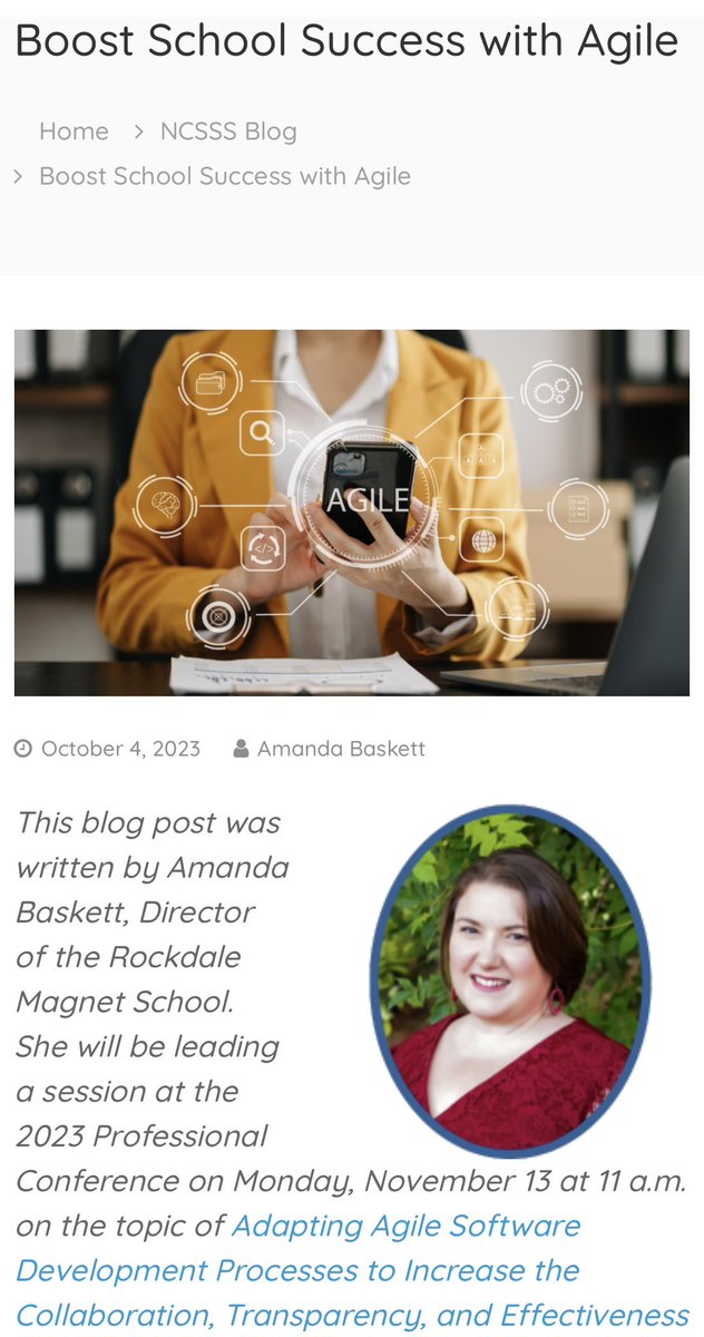 Amanda Baskett (@baskettresearch) on Twitter photo Ever considered using Agile in education? I'm excited to be sharing my results using Agile to support out Instructional Support Team <a href="/RockdaleMagnet/">Rockdale Magnet</a> at the upcoming <a href="/NCSSS_STEM/">NCSSS (STEM Schools)</a> conference in Phoenix. Read more in this blog post on the NCSSS website- ncsss.org/ncsss-blog/boo… Ever considered using Agile in education? I'm excited to be sharing my results using Agile to support out Instructional Support Team <a href="/RockdaleMagnet/">Rockdale Magnet</a> at the upcoming <a href="/NCSSS_STEM/">NCSSS (STEM Schools)</a> conference in Phoenix. Read more in this blog post on the NCSSS website- ncsss.org/ncsss-blog/boo…