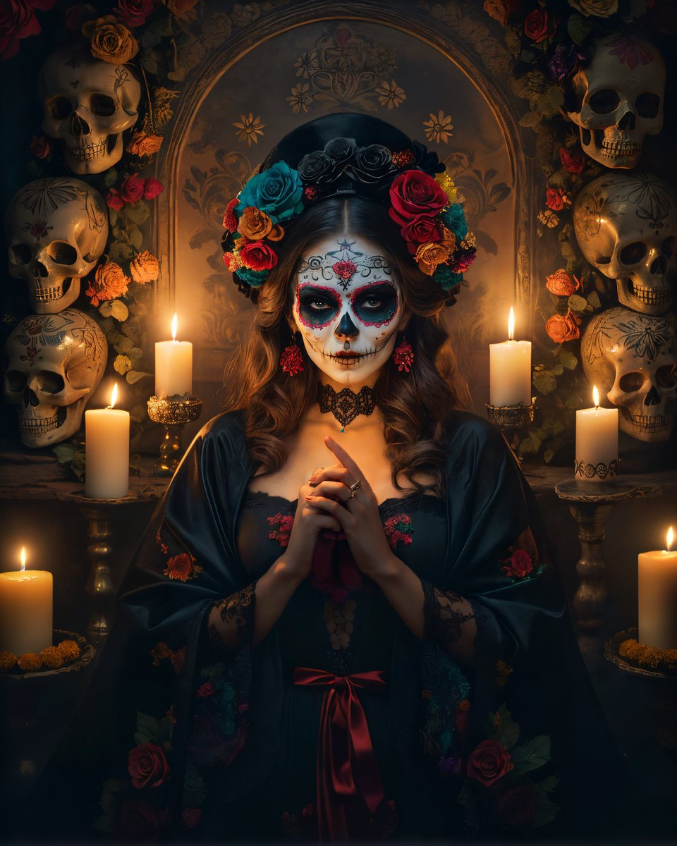 sodiem_ai's tweet photo. [ La Catrina ] 💀🌹

La Calavera Catrina
Day of the Dead
Theme: Dia De Los Muertos

#diadelosmuertos #dayofthedeadart #lacatrina #skulls #halloweenart #halloweenvibes

#aigeneratedart #AIart #aiartcommunity #aiartwork #AIイラスト #AIグラビア #AI美女 https://t.co/6oNSsMezh6