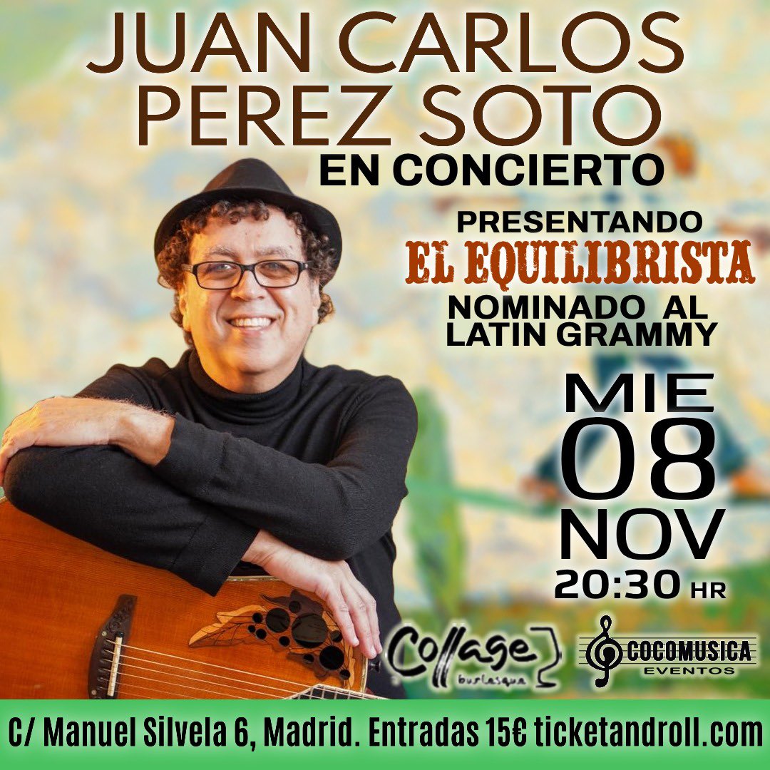 Con mucha alegría quiero compartirles que haré un showcase este miércoles 8 de noviembre en la ciudad de Madrid.  Será la primera vez que pise tierra española y me emociona mucho poder compartir las canciones de mi nuevo álbum El Equilibrista, además de las de antes. Nos vemos.