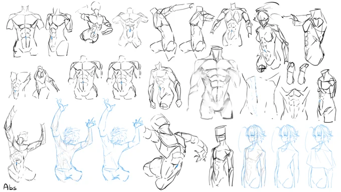 aside from muscular characters, didn't really focus too much on this study since it didn't have much use for me atm🤔 //also if it's not obvious, these aren't meant to be guides, just studies I'm doing and some parts are very bad/wrong xD