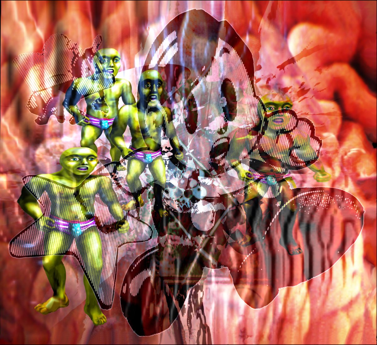MichaKlein1's tweet photo. Many of my characters from 1992 are appearing in the new Evian Christ - Bladee video clip, like the Green Man from “Haunted Bubby”  Watch it here: https://t.co/OYYkHjL8p9 https://t.co/1mDyAMN8y2