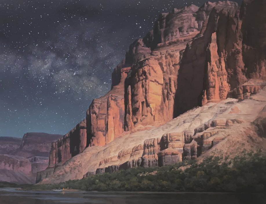 GCConservancy's tweet photo. 👋 Have you looked at the Celebration of Art paintings yet? Can you believe this is a PAINTING and not a photo? 

👉 Take a look at our COA shop here until January 15! https://t.co/j2TblKYgd8

🖌️ John Cogan, By the Light of the Moon

#CelebrationOfArt #GrandCanyon https://t.co/Y0jga9p2Md