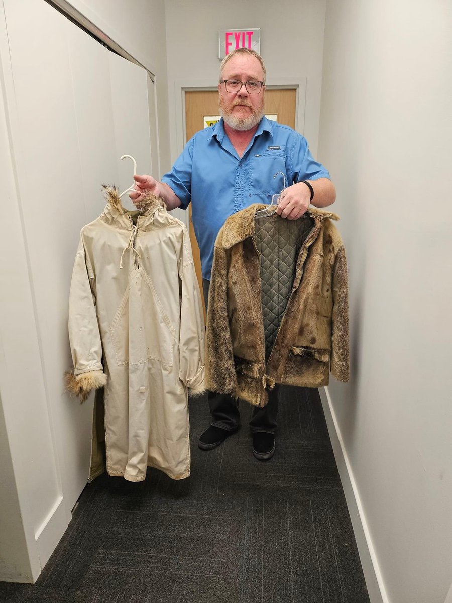 Grant Cook with Vogue Opticial on Kenmount road in St. John's NL  is looking to return two Inuit coats purchased in Nain Labrador in 1952. His father use to work in Nain as government official and he bought the coats then. He is looking for someone to talk to in Nunatsiavut