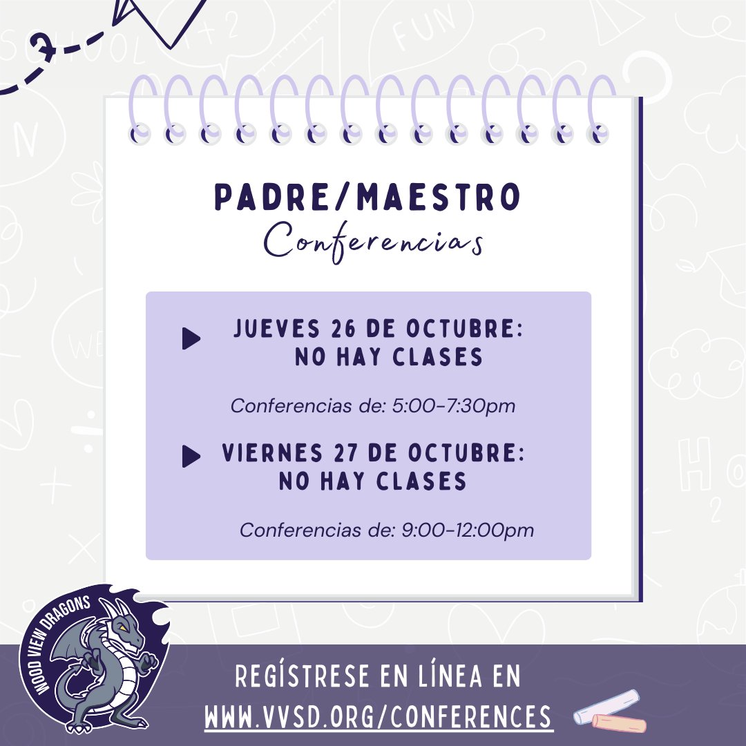 📆 Mark your calendars! Parent-Teacher Conferences are just around the corner, and we're eager to discuss your child's progress. Please sign up for a convenient time slot using the provided link.
#ParentTeacherConferences #WeAreWoodView