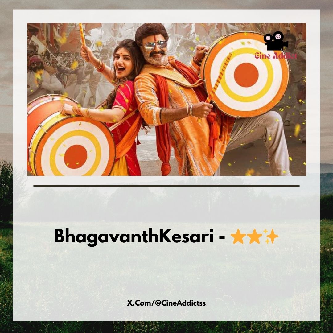ItzGK1992's tweet photo. #BhagavanthKesari Overall

With a regular mass masala film, 1st half didn’t connected much except interval block. Overall easily 1 time watchable and works well with family audience &amp; masses..

#CineAddict Rating - 2.75/5 https://t.co/aHypAp7hdB