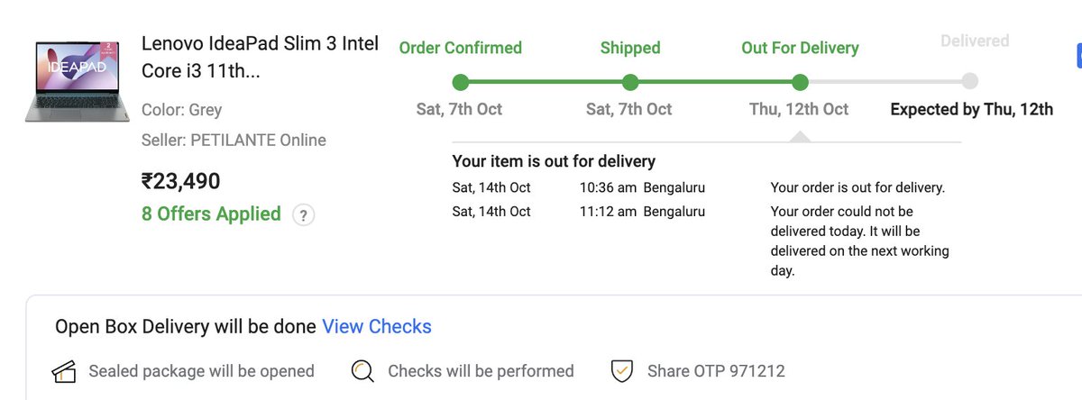asutoshkar's tweet photo. A #BigBillionDays mistake to order from #Flipkart . A week after the schedule date, 20+ mails, mssgs, tweets later no response or delivery from #flipkartsupport . behind the Chat bots, IVR, emails there is false assurance and no humans #flipkartscam #flipkartfail https://t.co/h3MeG9tXYG