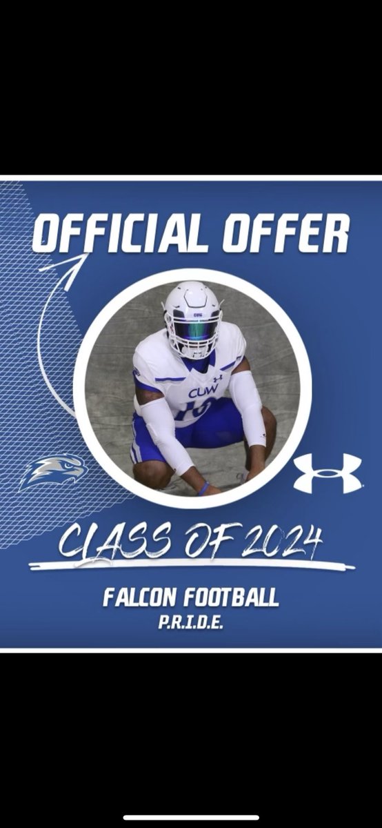 After talking with <a href="/FBCoachATaylor/">Adam Taylor</a> I am excited to say I have received an offer from <a href="/CUWFB/">CUW Falcon Football</a>!